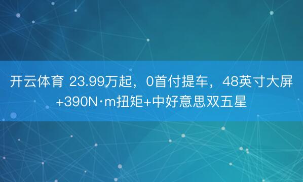 开云体育 23.99万起，0首付提车，48英寸大屏+390N·m扭矩+中好意思双五星